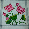 Hand-Painted Pink Lotus Handkerchief