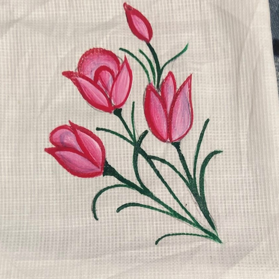 Hand-Painted Pink Lotus Handkerchief